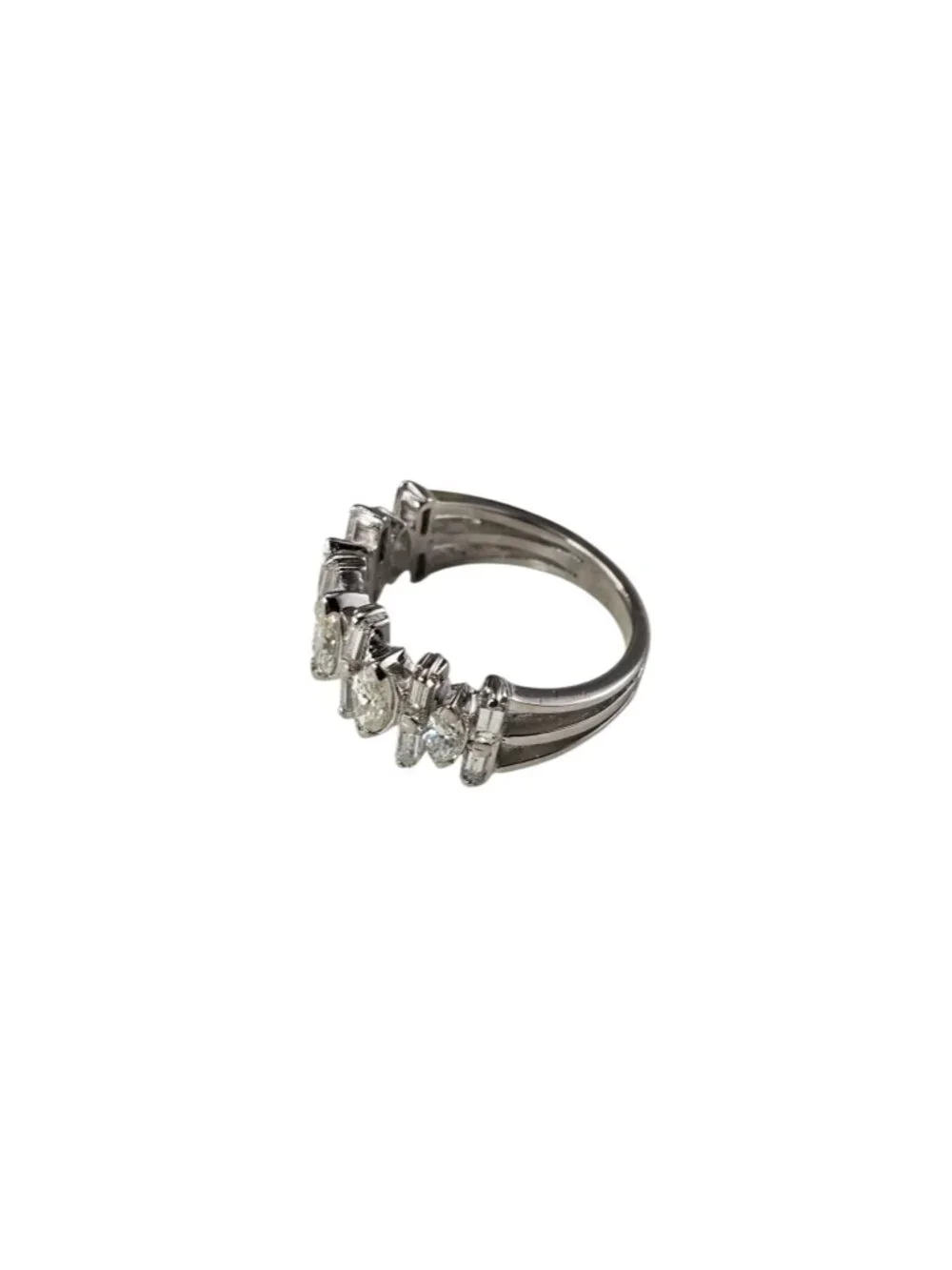 Platinum Marquis and Baguette Diamond Ring Size 7.25 #25246